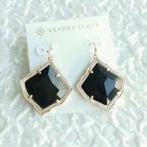 Kendra Scott Kirsten Gold Black Opaque Glass Drop Earrings 🎉